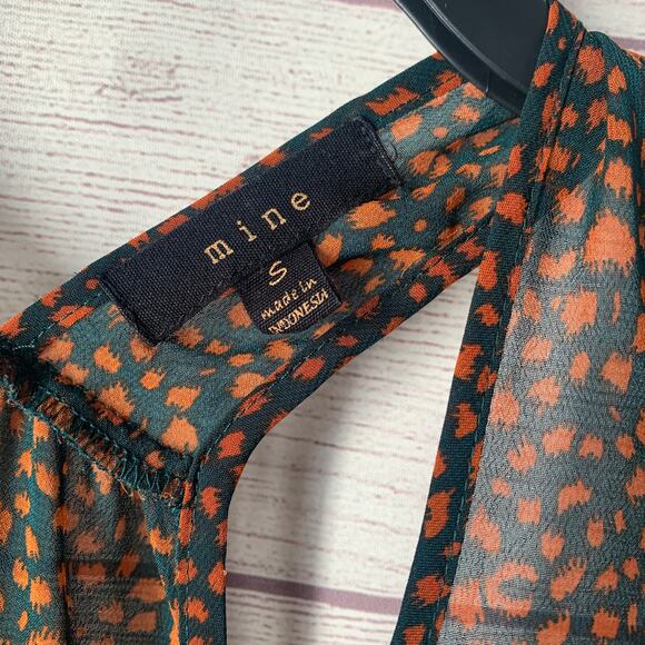 Mine Black and Brown Sheer Racerback Tank Top Button Up Front Pockets Size S - Picture 8 of 14